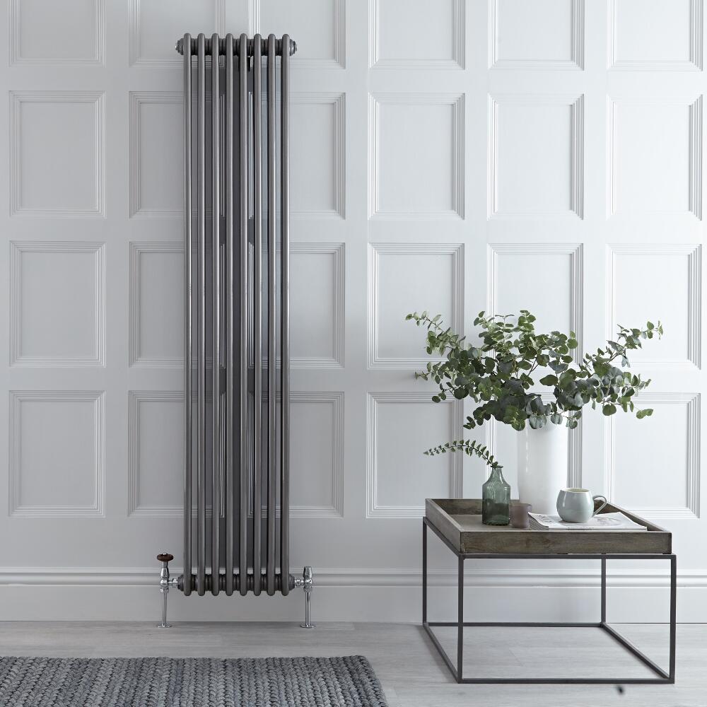 Radiador de Diseño Vertical Triple Tradicional – Acero Dulce - Lacado Metal Rudo - 1800mm x 383mm - 1558 Vatios - Windsor