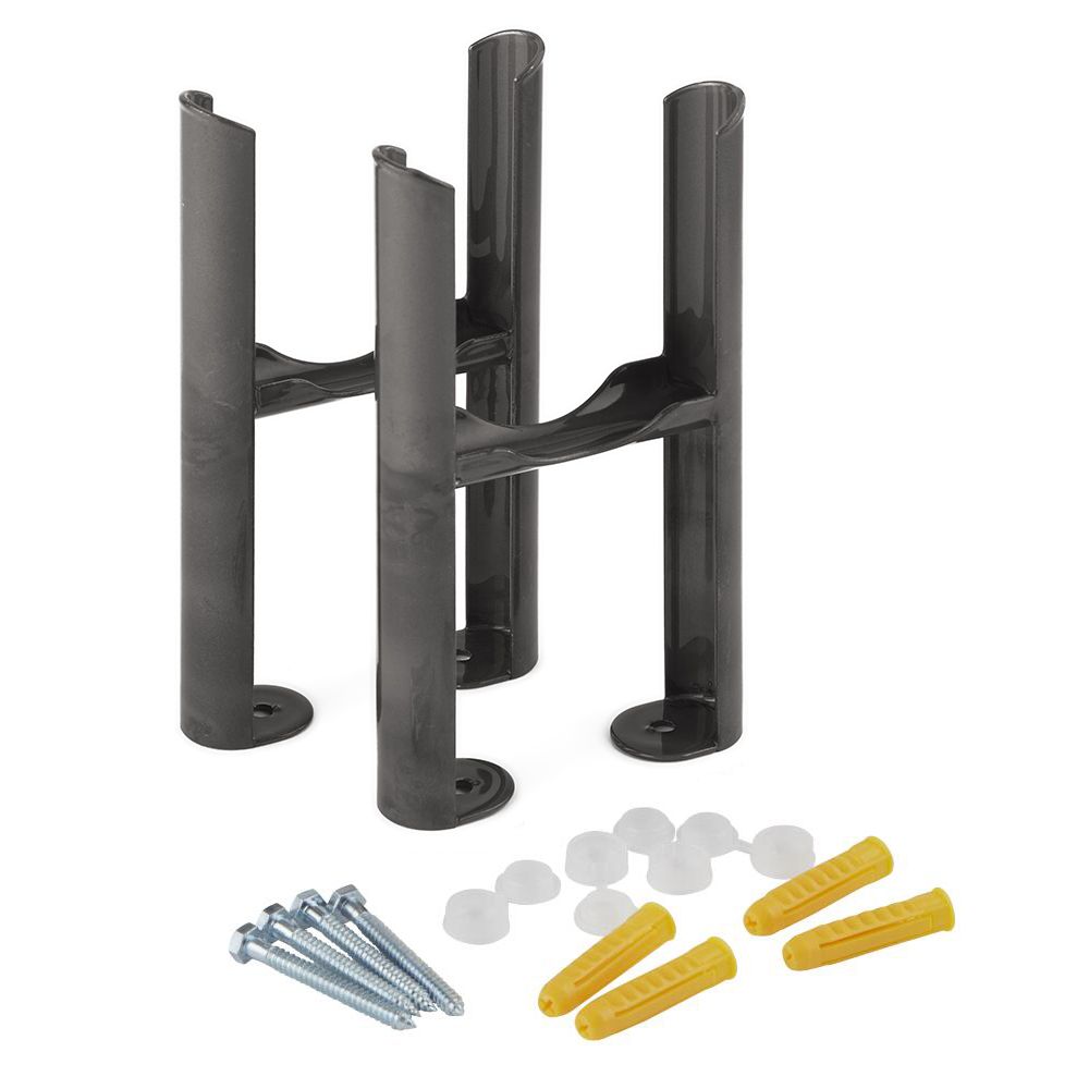 Conjunto de Soporte para Montaje a Suelo Para Radiadores Tradicionales de Color Metal Rudo con 3 Columnas