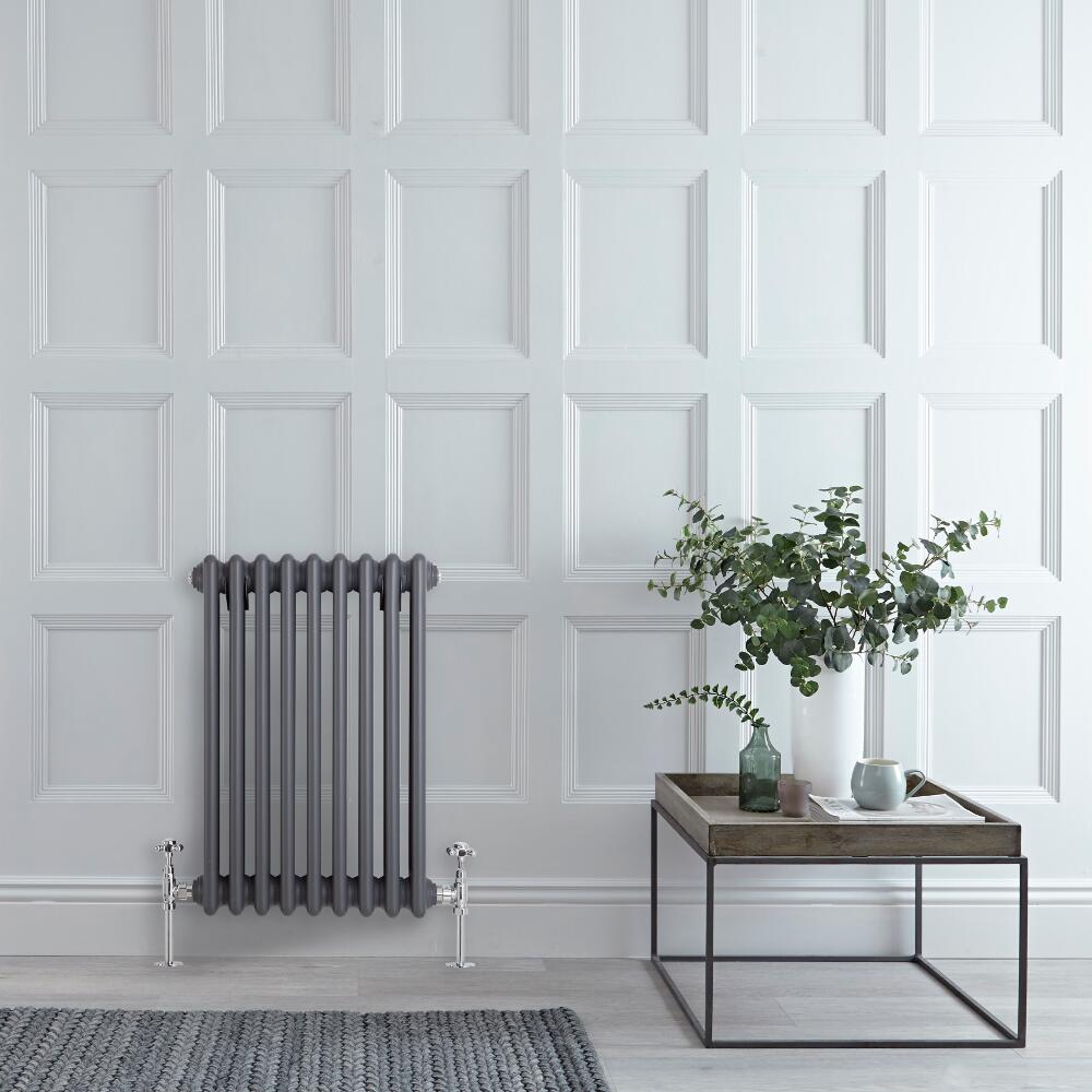 Radiador de Diseño Horizontal Triple Tradicional - Antracita - 600mm x 429mm x 100mm - 658 Vatios - Regent