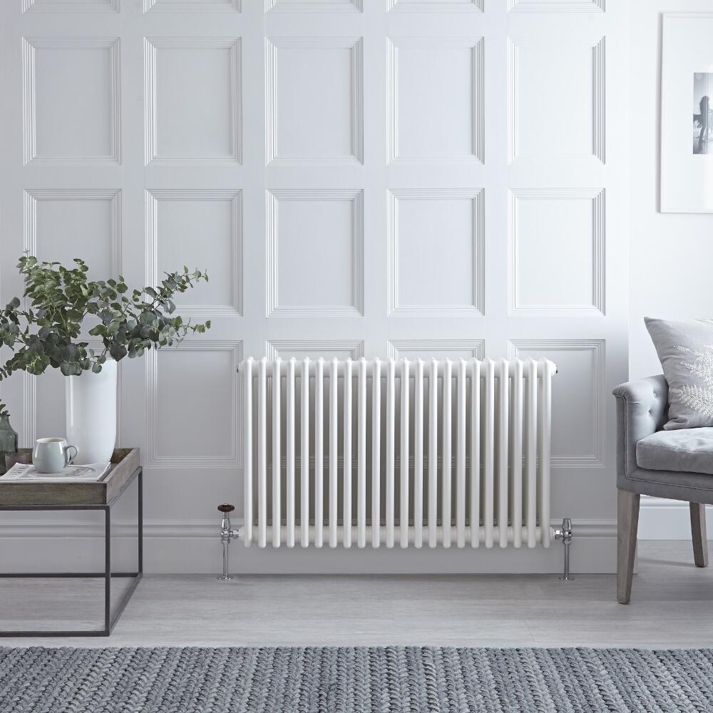 Radiador de Diseño Horizontal Triple Tradicional - Blanco - 600mm x 1010mm x 100mm - 1608 Vatios - Regent