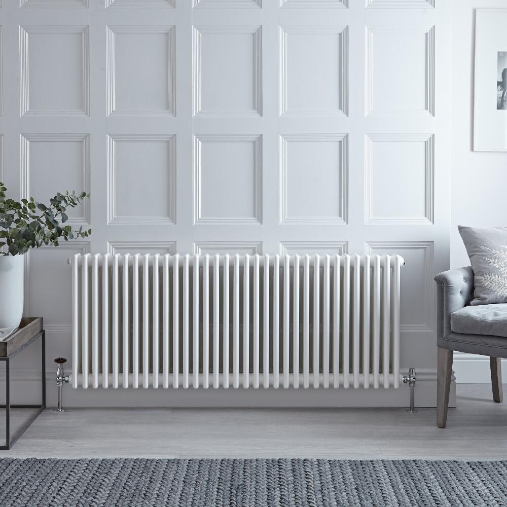 Radiador de Diseño Horizontal Triple Tradicional - Blanco - 600mm x 1505mm x 100mm - 2412 Vatios - Regent