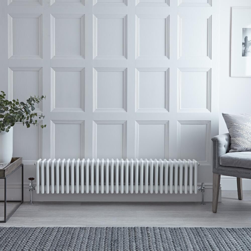 Radiador de Diseño Horizontal Cuádruple Tradicional - Blanco - 300mm x 1485mm x 133mm - 1793 Vatios - Regent