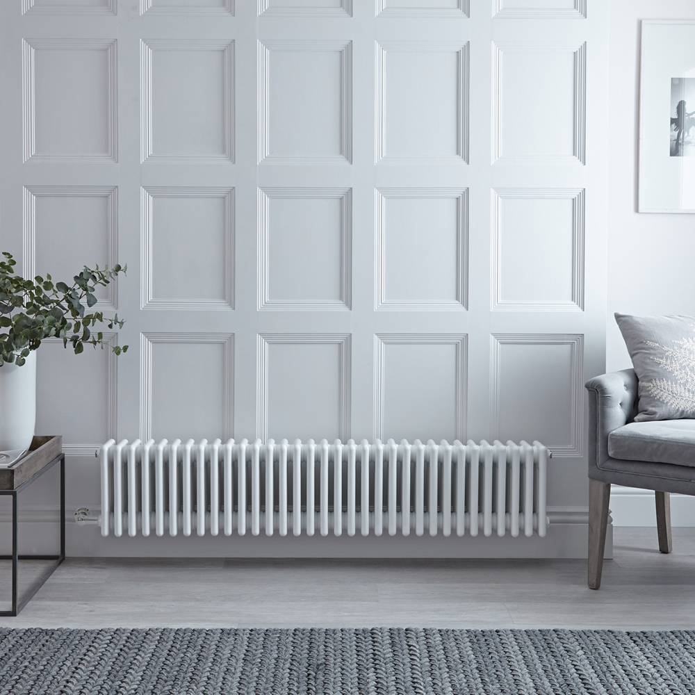 Radiador de Diseño Eléctrico - Horizontal Cuádruple Tradicional - Blanco - 300mm x 1505mm - Disponible con Distintos Termostatos WiFi - Windsor