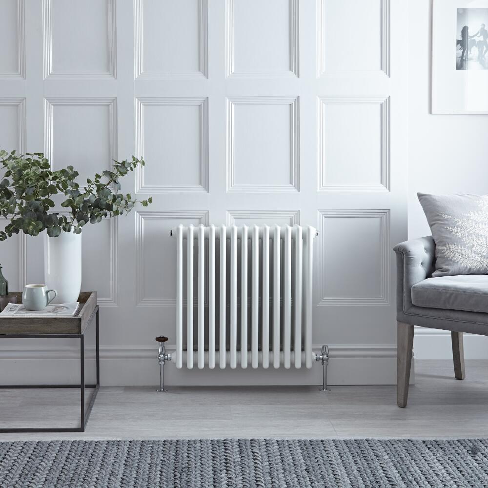 Radiador de Diseño Horizontal Cuádruple Tradicional - Blanco - 600mm x 605mm x 133mm - 1234 Vatios - Regent