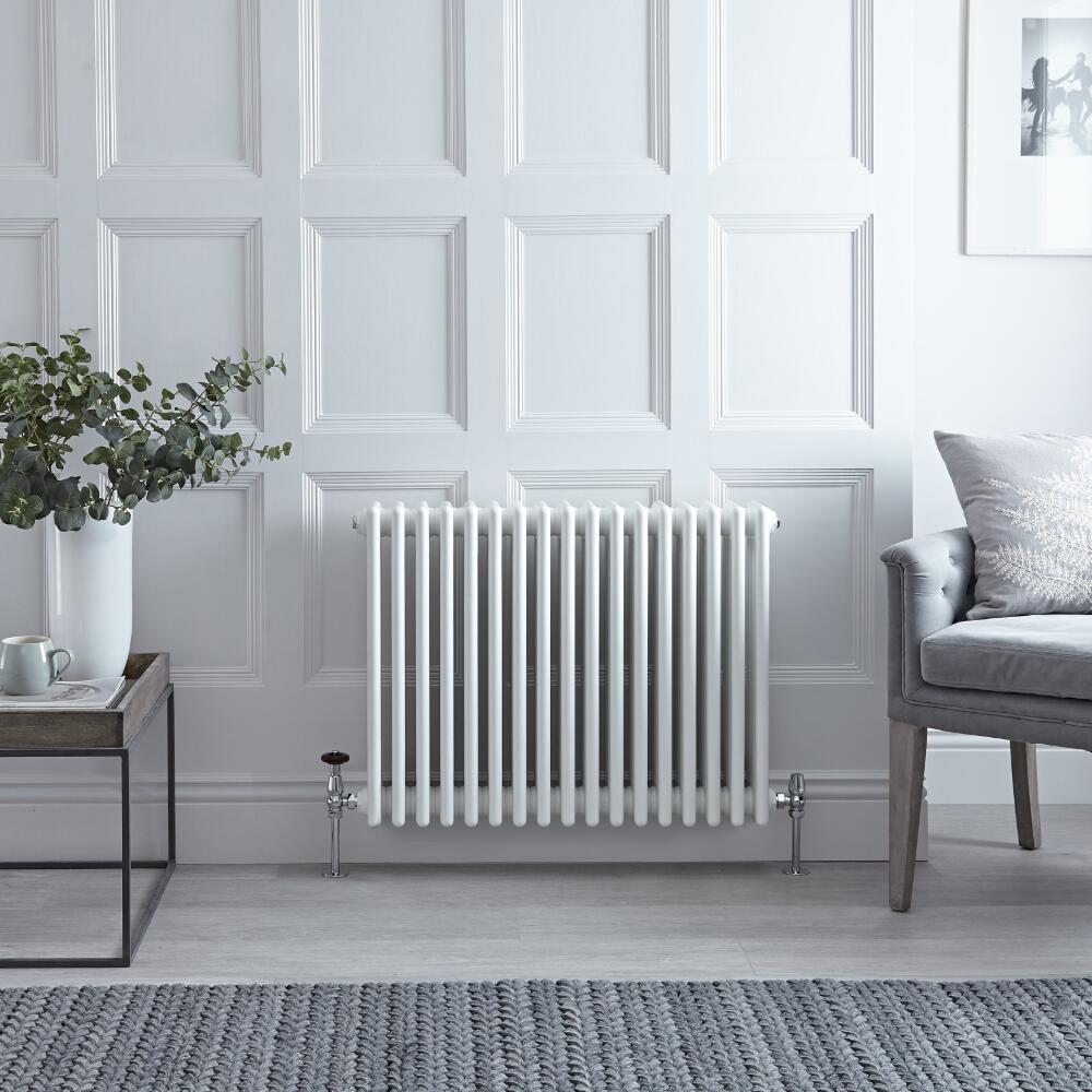 Radiador de Diseño Horizontal Cuádruple Tradicional - Blanco - 600mm x 785mm x 133mm - 1613 Vatios - Regent