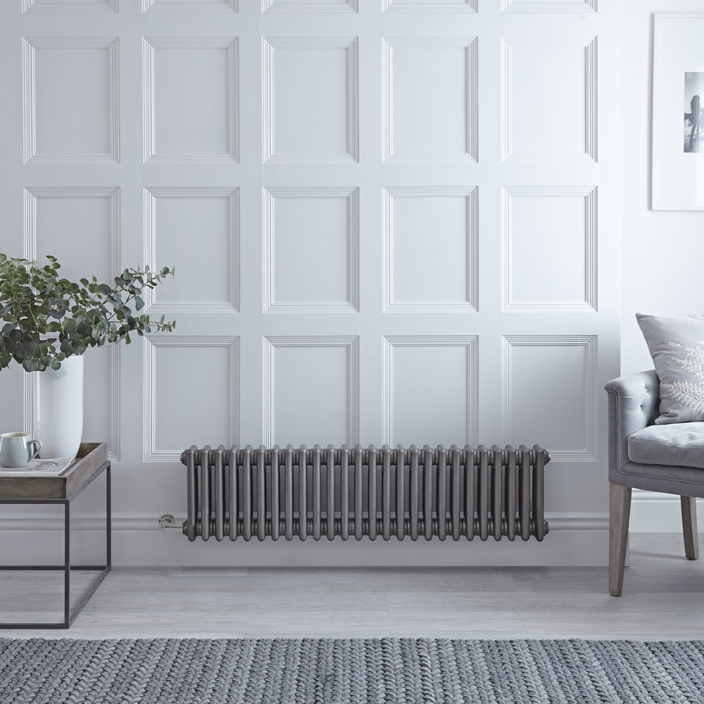 Radiador de Diseño Eléctrico - Horizontal Triple Tradicional - Metal Rudo - 300mm x 1190mm - Elemento Eléctrico de 800W - Windsor