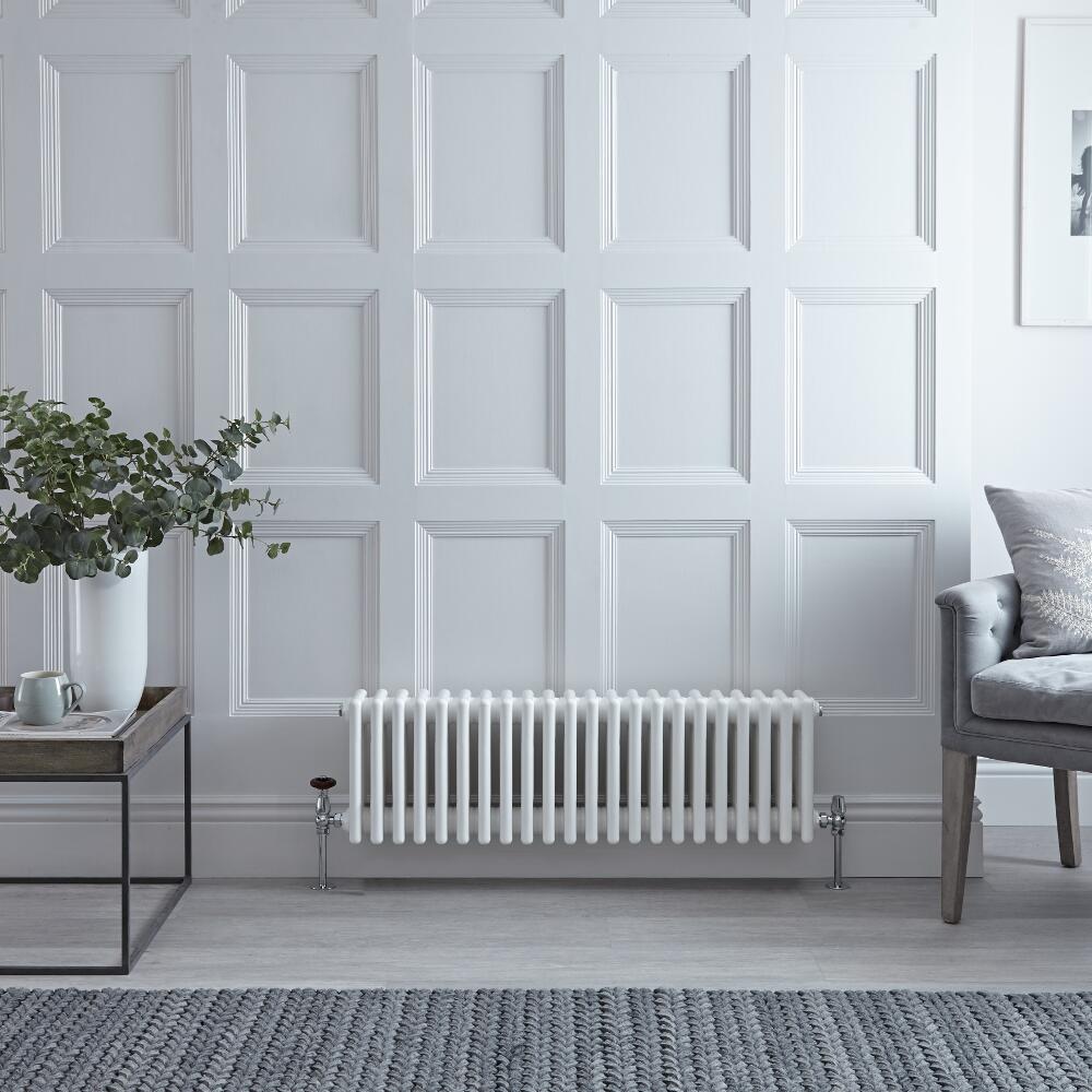 Radiador de Diseño Horizontal Cuádruple Tradicional - Blanco - 300mm x 1010mm x 133mm - 1060 Vatios - Regent