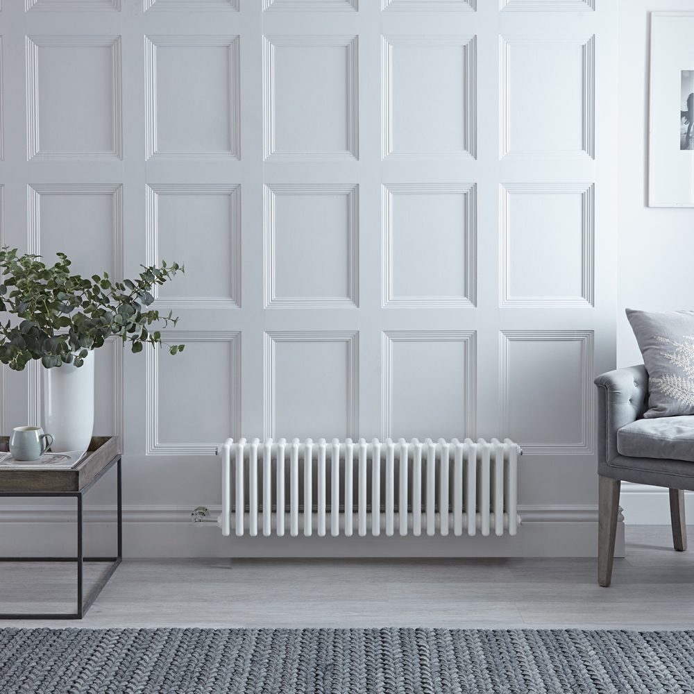 Radiador de Diseño Eléctrico - Horizontal Cuádruple Tradicional - Blanco - 300mm x 1010mm - Disponible con Distintos Termostatos WiFi - Windsor