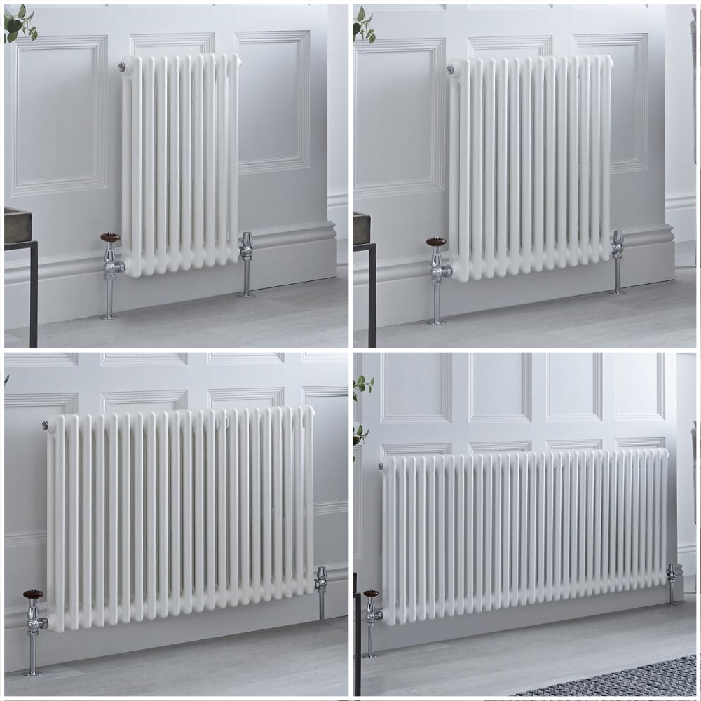 Radiador Tradicional Doble Horizontal Blanco Windsor – Disponible en Distintas Medidas y con Pies