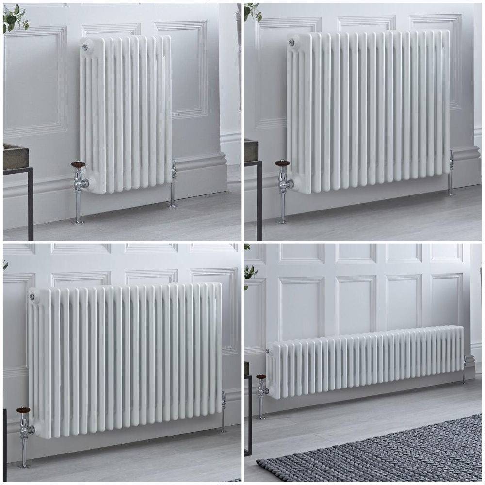 Radiador Tradicional Cuádruple Horizontal Blanco Windsor – Disponible en Distintas Medidas y con Pies