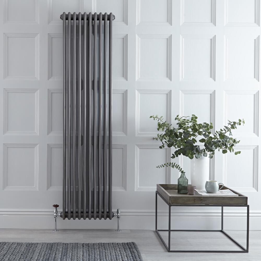 Radiador de Diseño Vertical Triple Tradicional – Acero Dulce - Lacado Metal Rudo - 1800mm x 473mm - 1948 Vatios - Regent