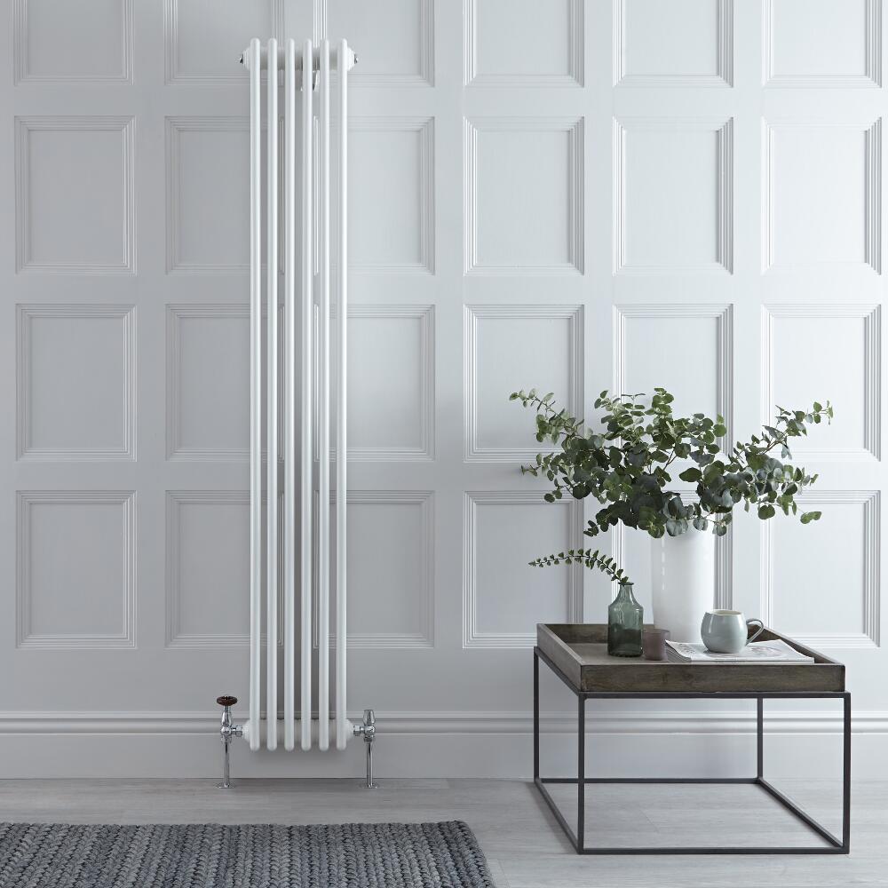 Radiador de Diseño Vertical Cuádruple Tradicional - Blanco - 1800mm x 270mm x 133mm - 1615 Vatios - Regent