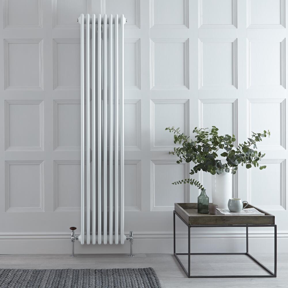 Radiador de Diseño Vertical Cuádruple Tradicional - Blanco - 1800mm x 380mm x 133mm - 2153 Vatios - Regent