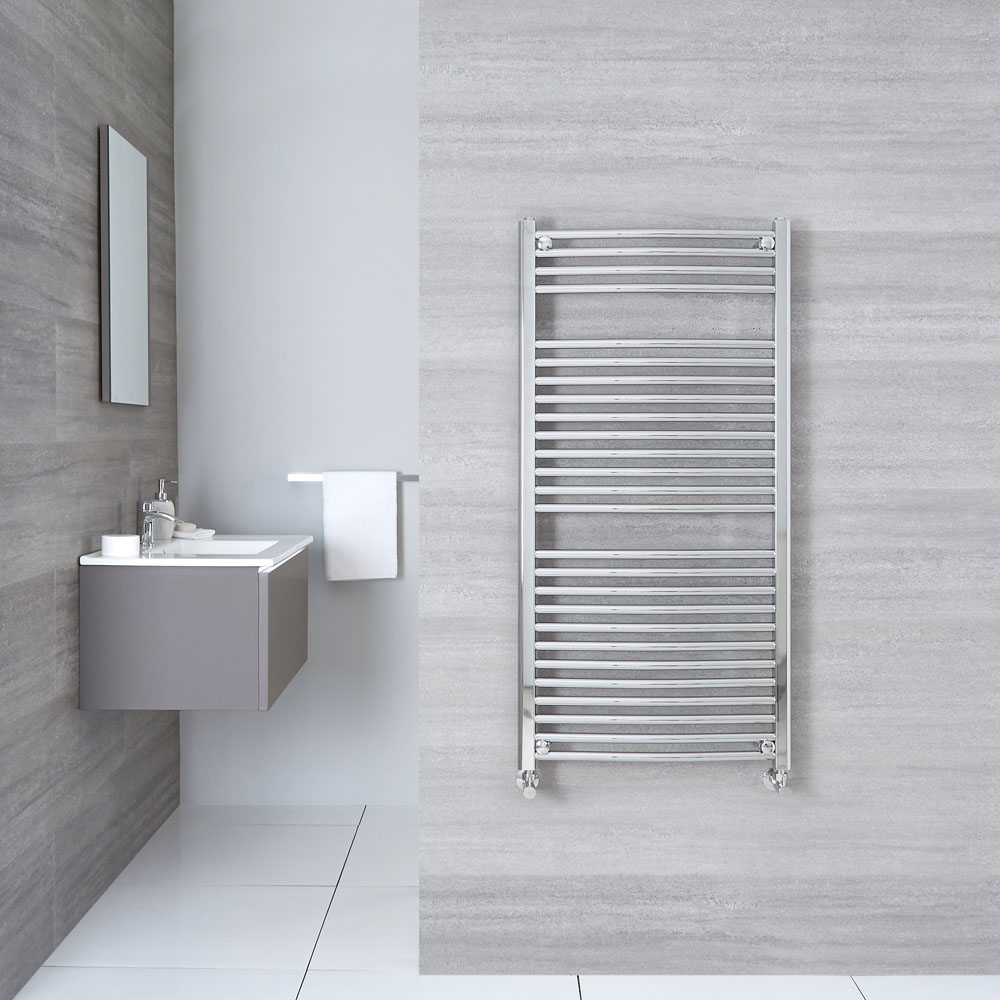 Radiador Toallero Curvo - Cromado - 1200mm x 600mm x 52mm - 570 Vatios - Sterling