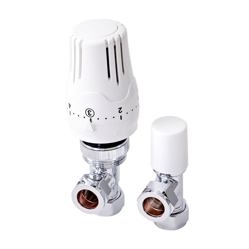 Llave Termostática para Radiador o Toallero con Detentor para Tubos de Cobre de 15mm