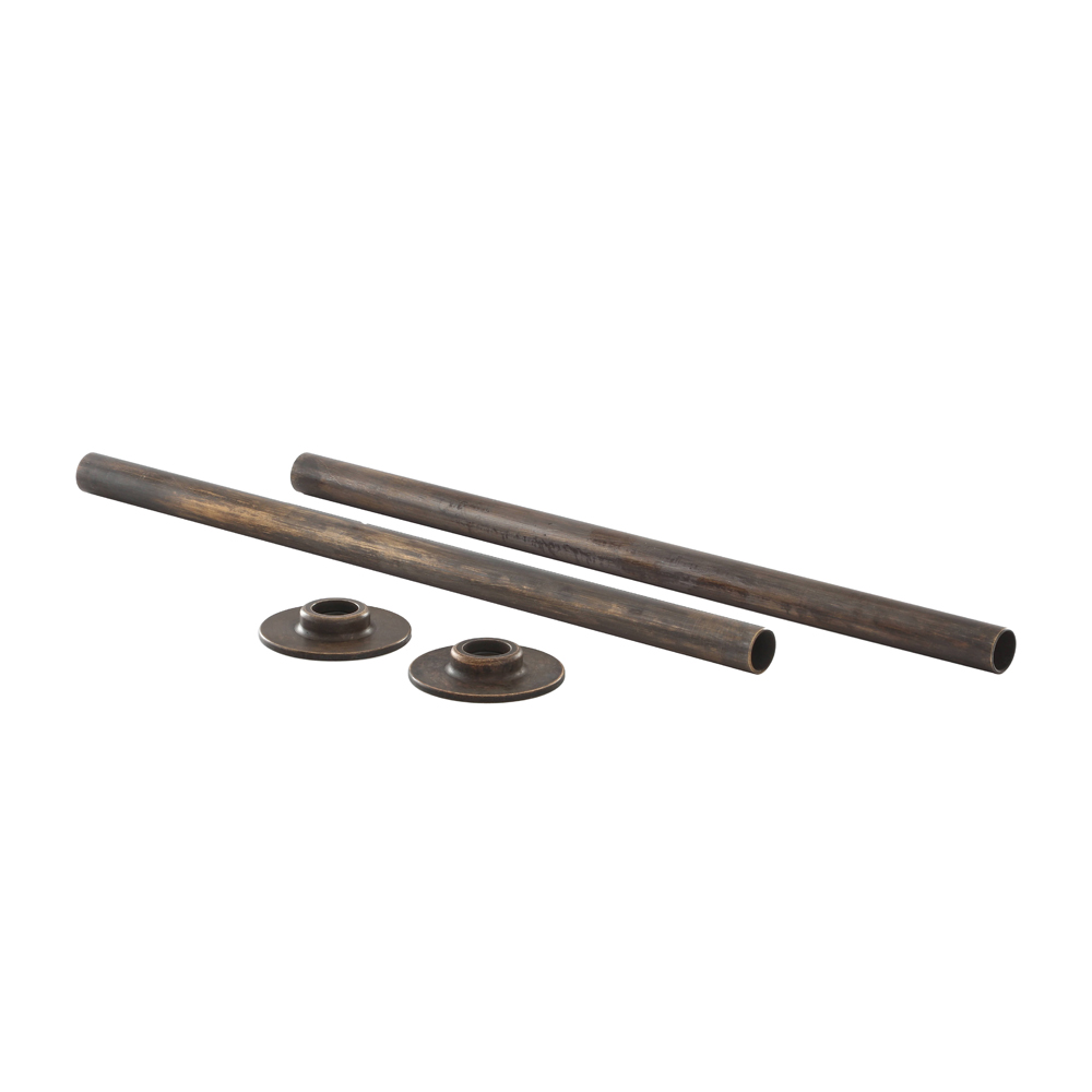 Kit para Radiadores Completo con Cubre Tuberías, Bridas y Tapones Ciegos con Acabado Efecto Bronce