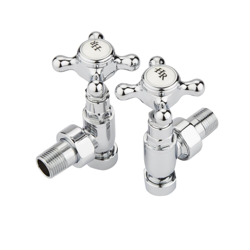 Par de Llaves Angulares Cromadas para Radiador y Radiador Toallero Tradicional Para tubos de Cobre de 15mm