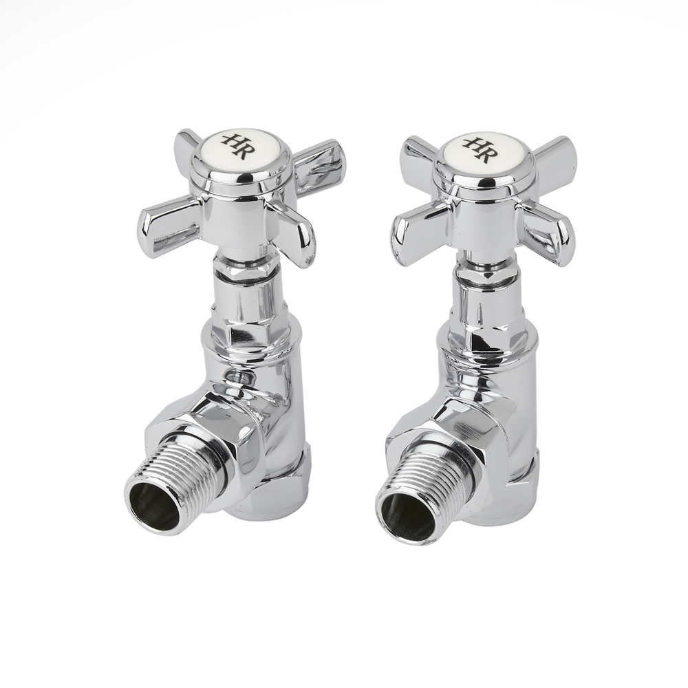 Par de Llaves Angulares para Radiador y Radiador Toallero Tradicional en Cromo para Tubos de Cobre de 15mm