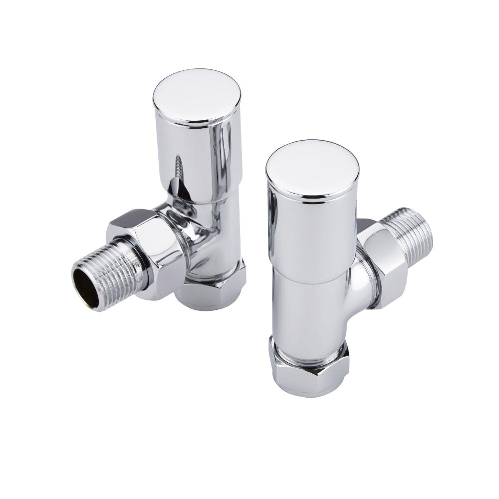 Par de Llaves Modernas Angulares Cromadas para Radiador Toallero para Tubos de Cobre de 15mm