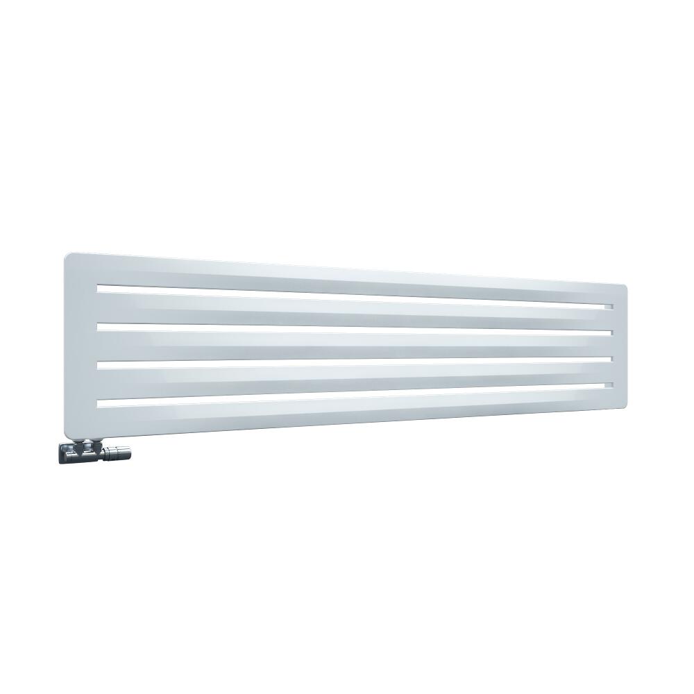 Radiador de Diseño Horizontal Con Conexión Central - Blanco - 410mm x 1800mm x 11mm - 912 Vatios - Leba