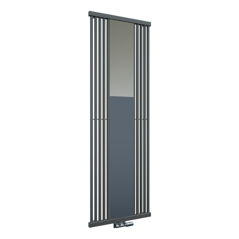 Radiador de Diseño Vertical Con Conexión Central - Con Espejo - Color Piedra - 1900mm x 290mm x 60mm - 1261 Vatios - Lublin