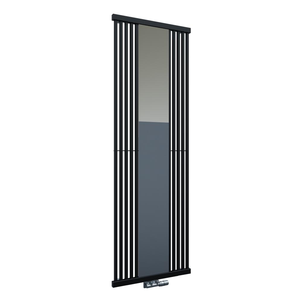 Radiador de Diseño Vertical Con Conexión Central - Con Espejo - Negro - 1900mm x 640mm x 60mm - 1261 Vatios - Lublin