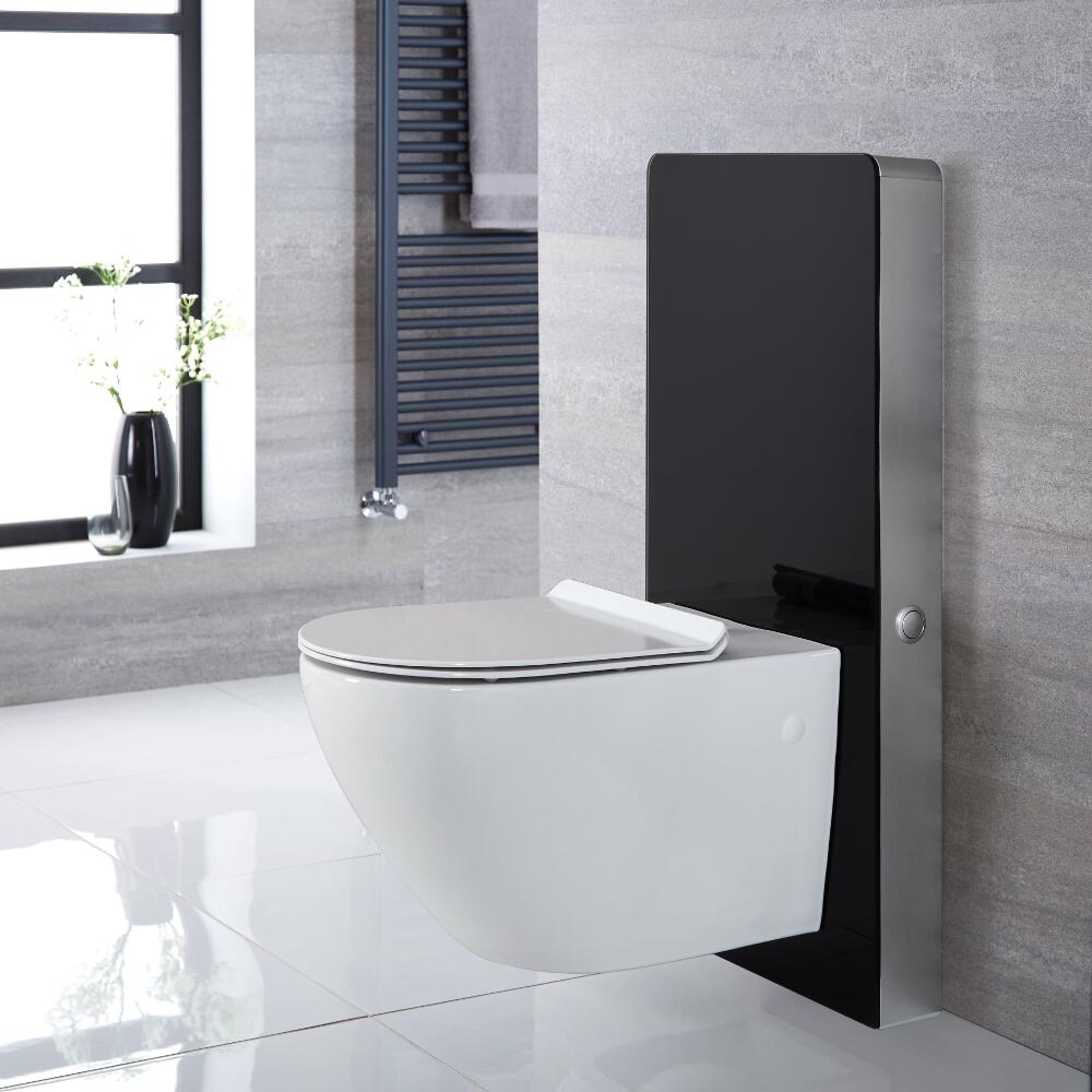 Kit para Inodoro Adosado Negro de 500mm Completo con Inodoro WC - Saru