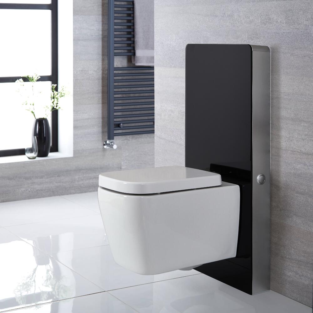 Kit para Inodoro Adosado Negro de 500mm Completo con Inodoro WC - Saru