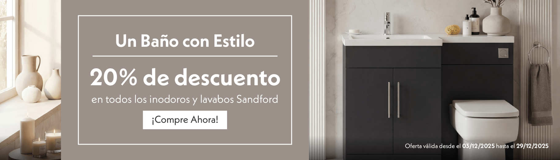 Un Baño con Estilo | 20% de descuento en todos los inodoros y lavabos Sandford