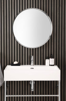 Conjunto de Baño con Diseño Abierto de Color Roble Oscuro Completo con  Mueble Para Lavabo de 600mm, Mueble de Pared, Espejo, Lavabo, WC y Cisterna  - Hoxton